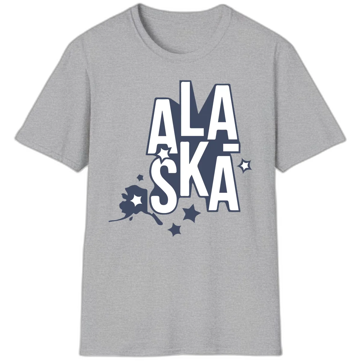 Alaska Bound Adventure Typography T-Shirt in Sport Grey