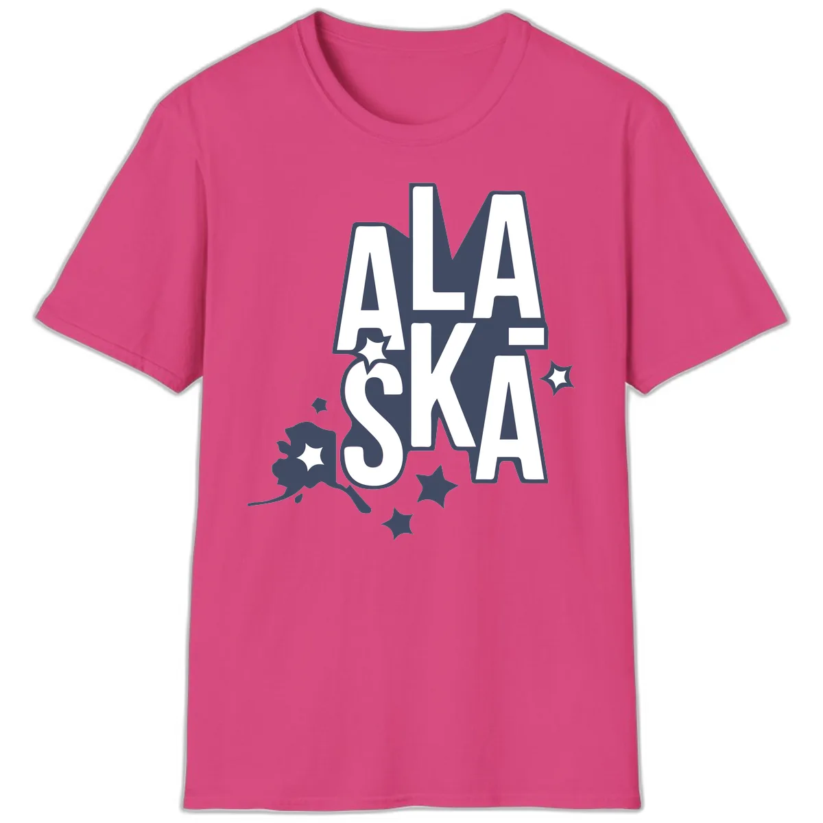 Alaska Bound Adventure Typography T-Shirt in Heliconia