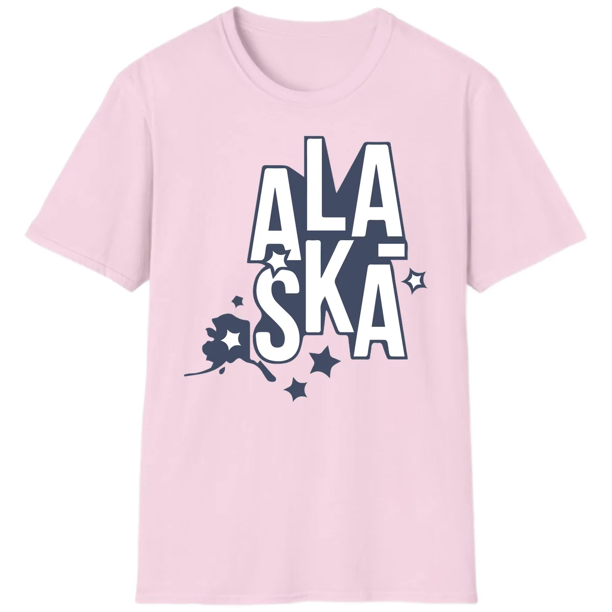 Alaska Bound Adventure Typography T-Shirt in Light Pink