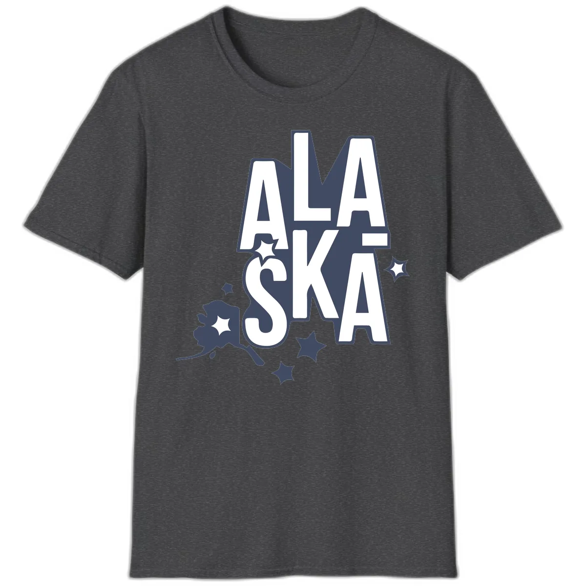 Alaska Bound Adventure Typography T-Shirt in Dark Heather