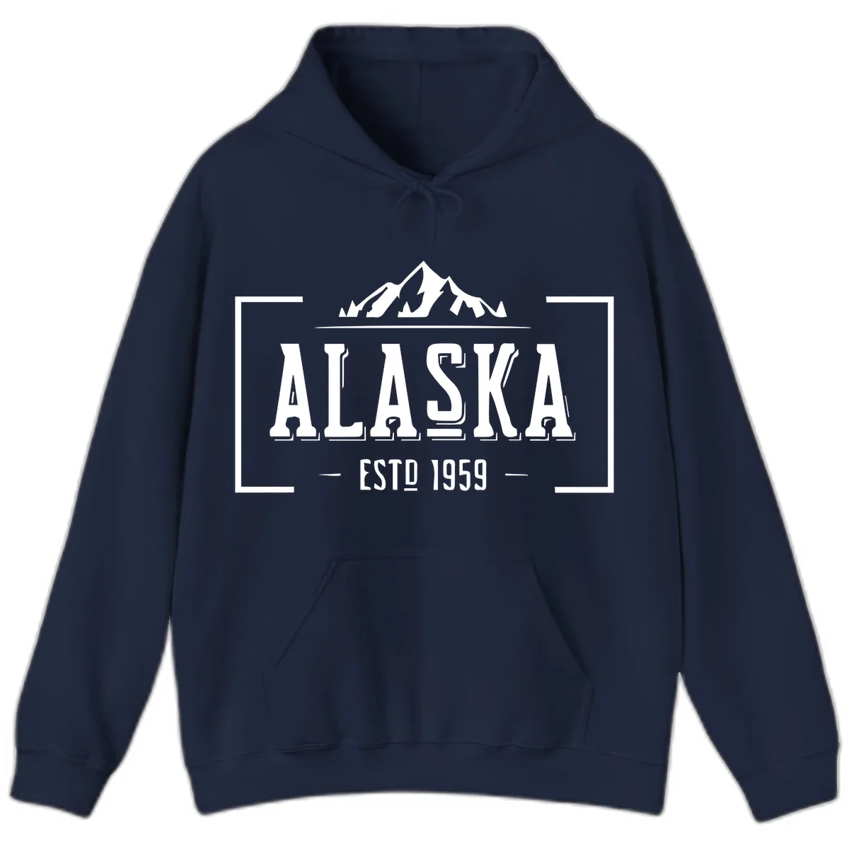 Alaska Mountain Vintage Badge Hoodie in Navy