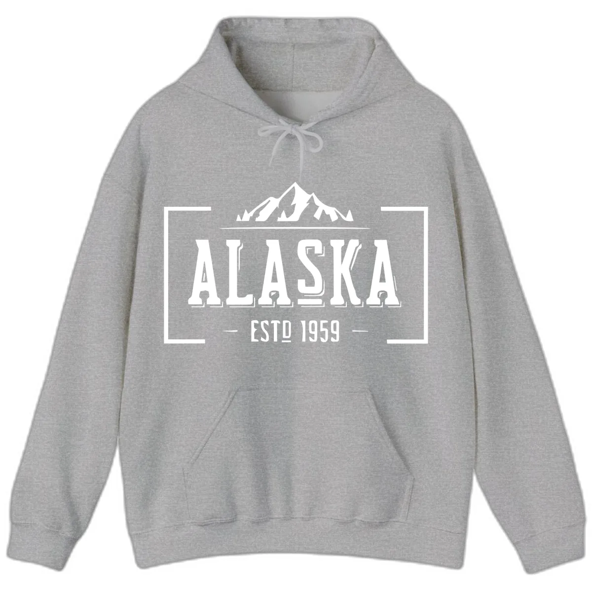 Alaska Mountain Vintage Badge Hoodie in Sport Grey