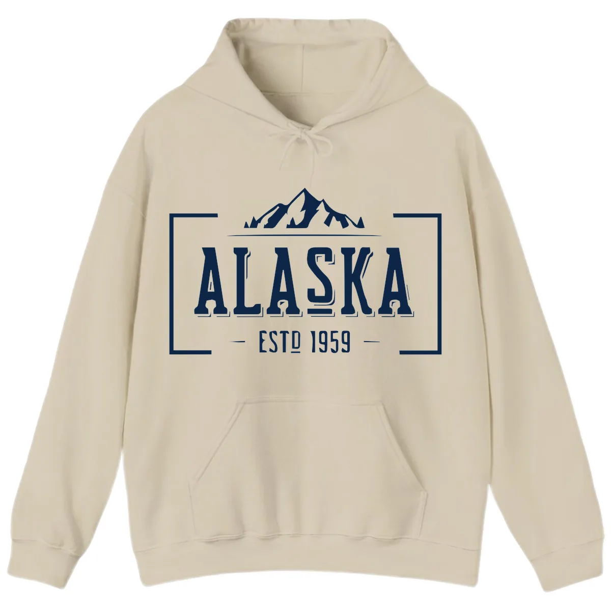 Alaska Mountain Vintage Badge Hoodie in Sand