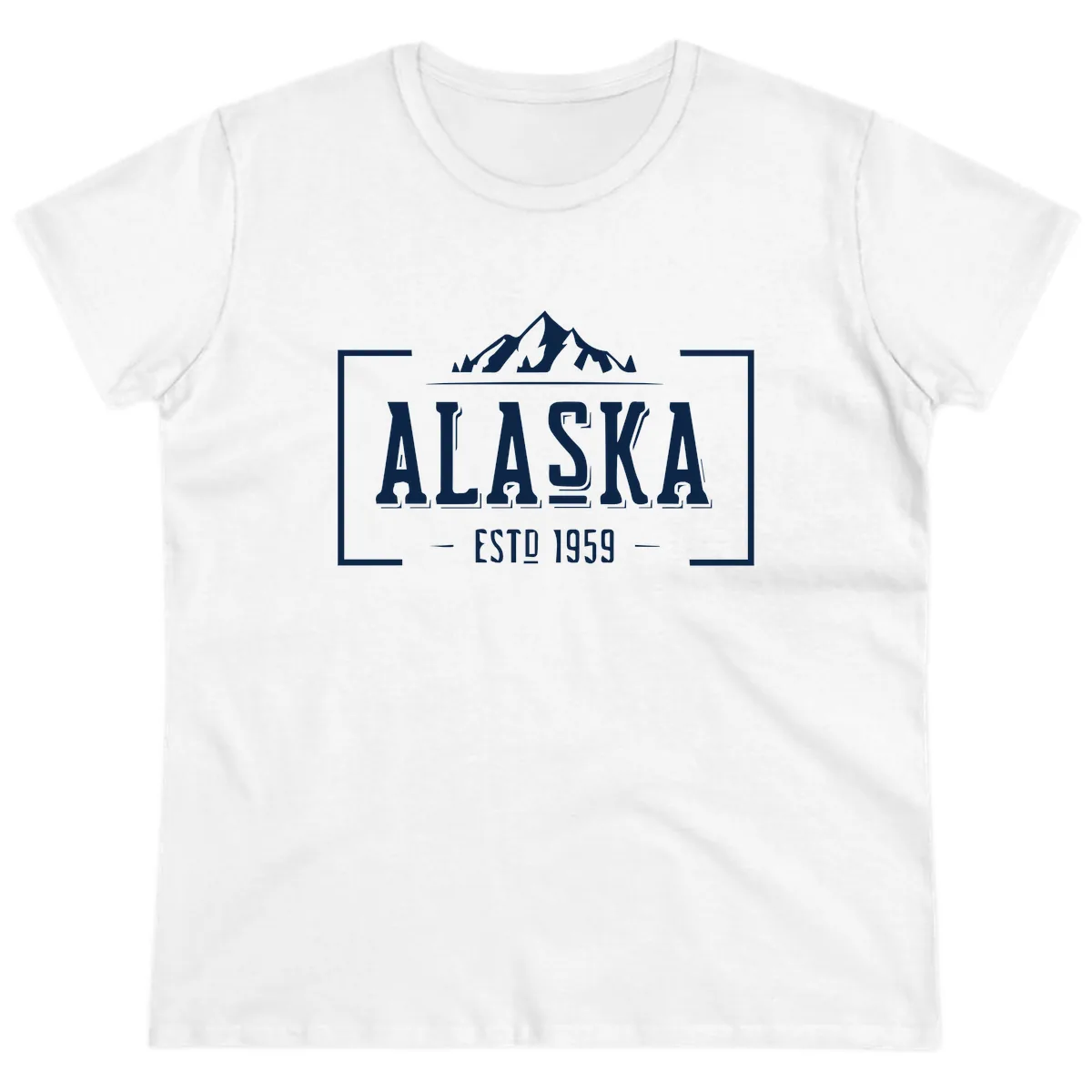 Alaska Mountain Vintage Badge Ladies Tee in White