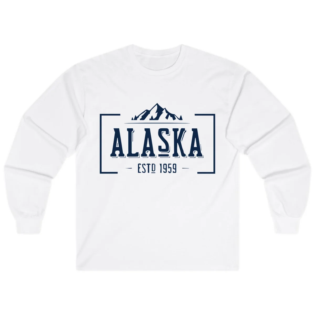 Alaska Mountain Vintage Badge Long Sleeve in White