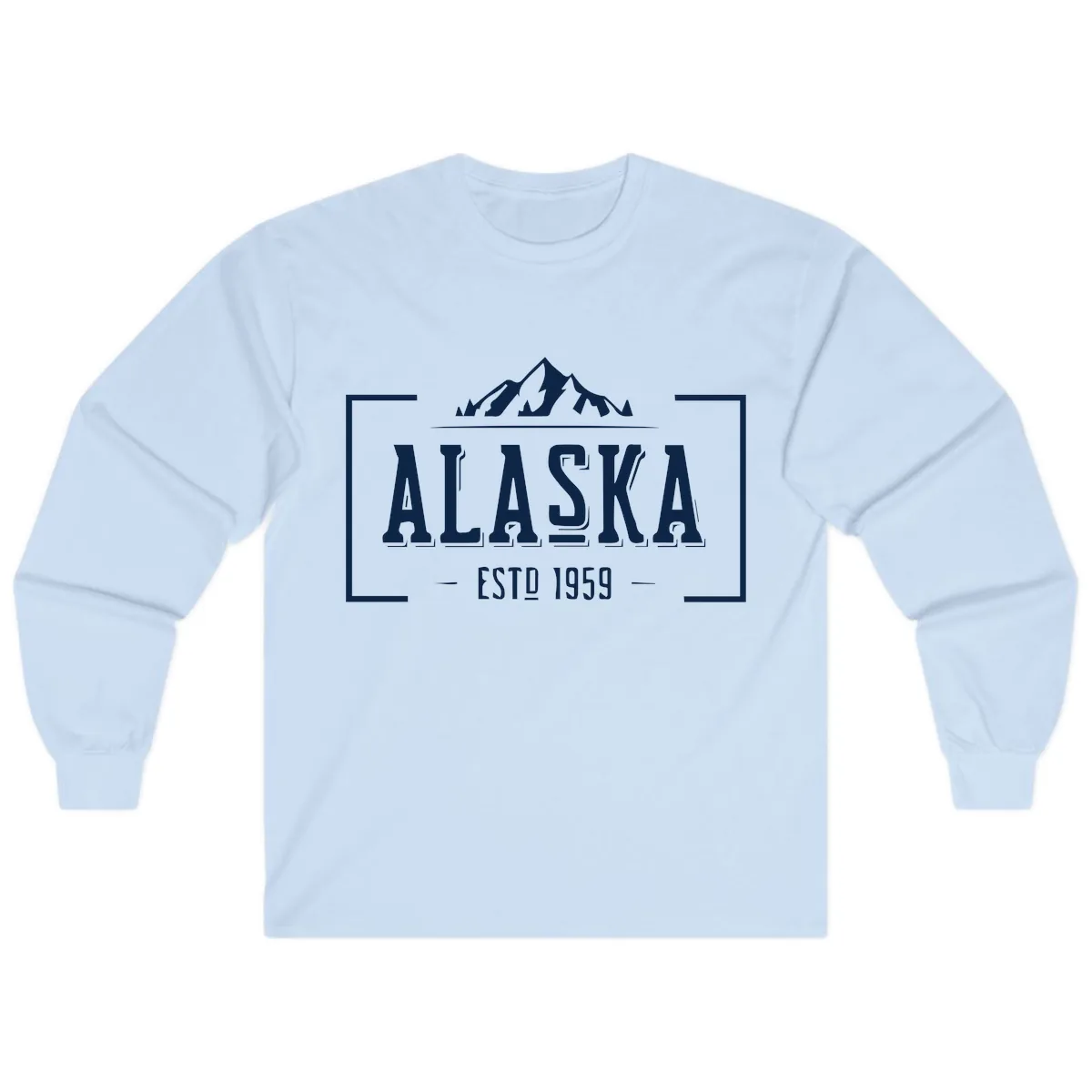 Alaska Mountain Vintage Badge Long Sleeve in Light Blue