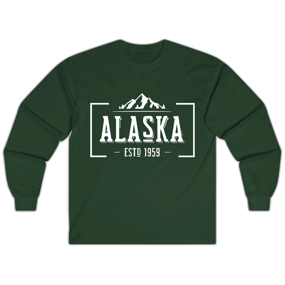 Alaska Mountain Vintage Badge Long Sleeve in Forest Green