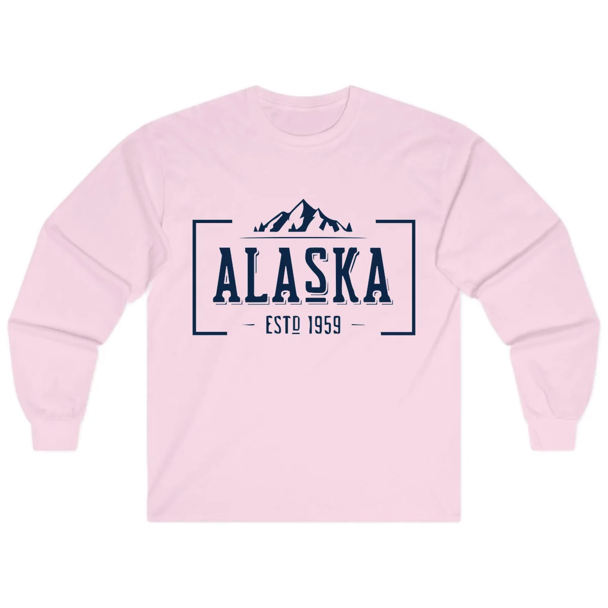 Alaska Mountain Vintage Badge Long Sleeve in Light Pink