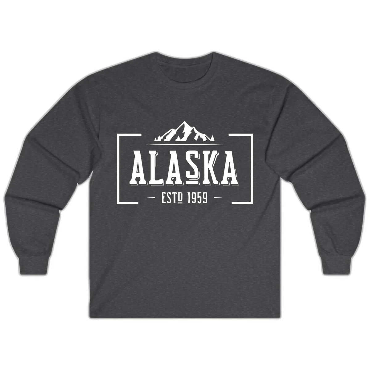 Alaska Mountain Vintage Badge Long Sleeve in Dark Heather