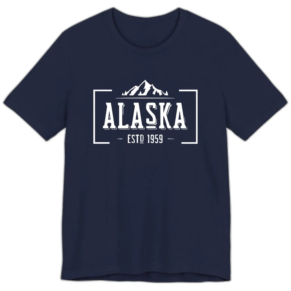 Alaska Mountain Vintage Badge Premium T-Shirt in Navy
