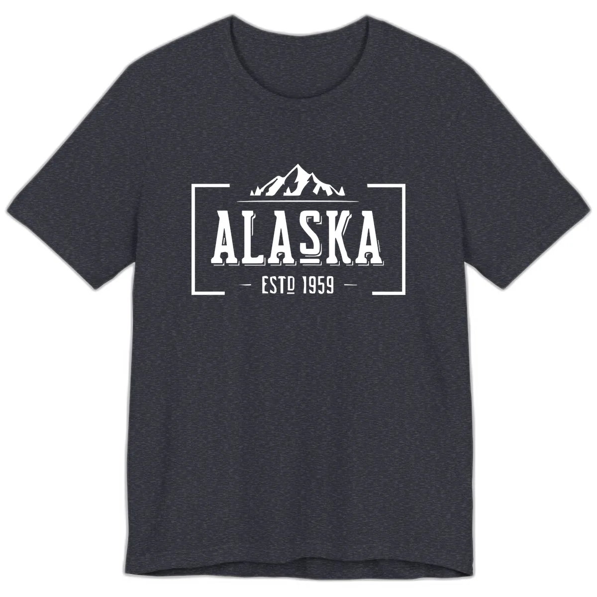 Alaska Mountain Vintage Badge Premium T-Shirt in Heather Navy