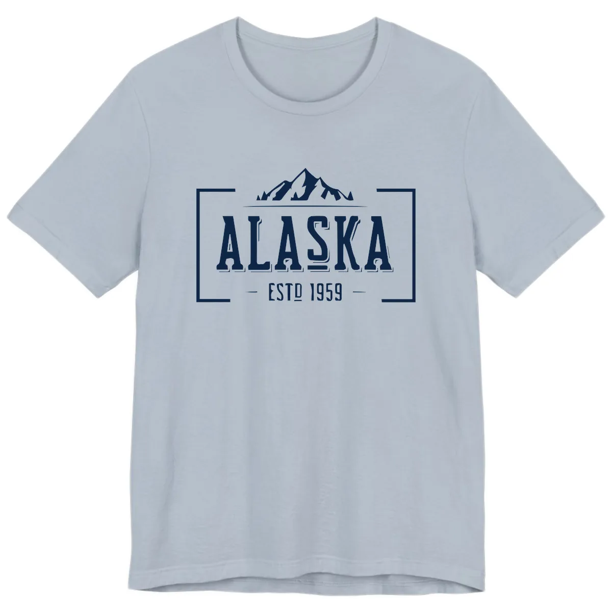 Alaska Mountain Vintage Badge Premium T-Shirt in Light Blue