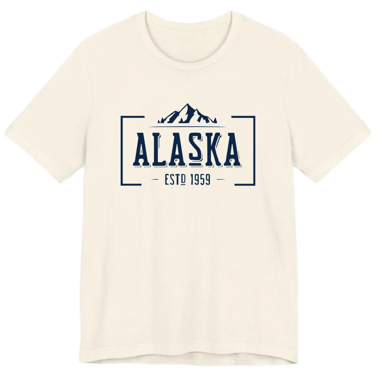 Alaska Mountain Vintage Badge Premium T-Shirt in Natural