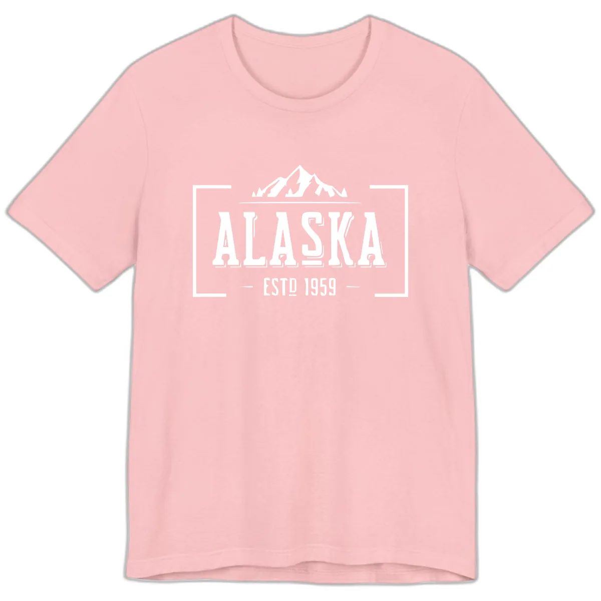 Alaska Mountain Vintage Badge Premium T-Shirt in Pink