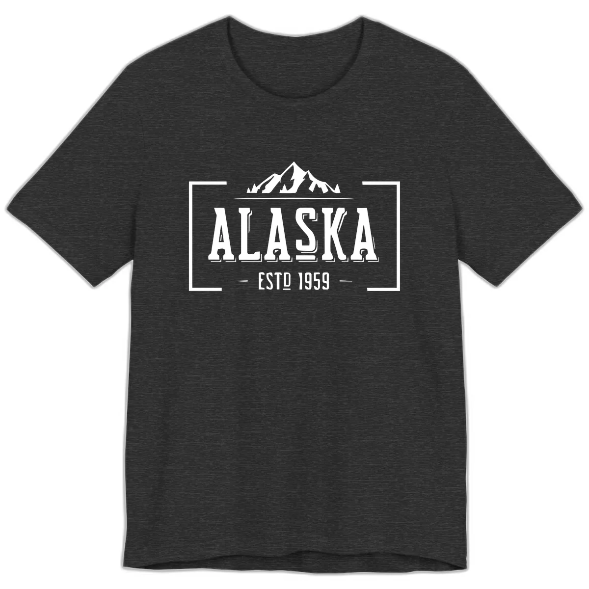 Alaska Mountain Vintage Badge Premium T-Shirt in Dark Grey Heather