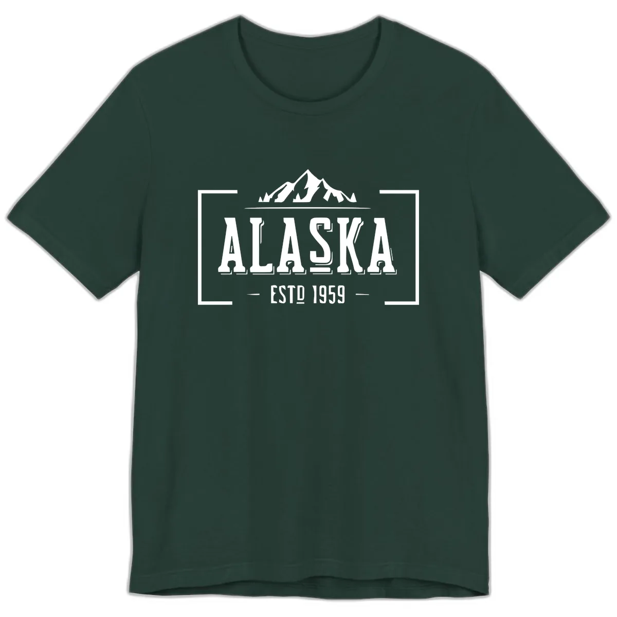 Alaska Mountain Vintage Badge Premium T-Shirt in Forest