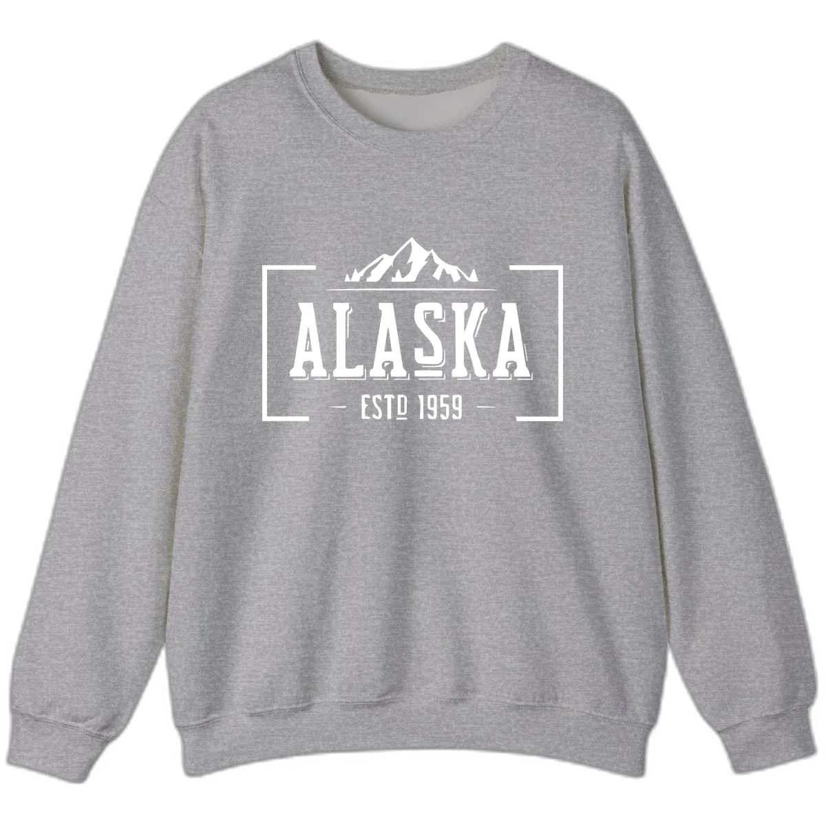 Alaska Mountain Vintage Badge Sweatshirt in Sport Grey