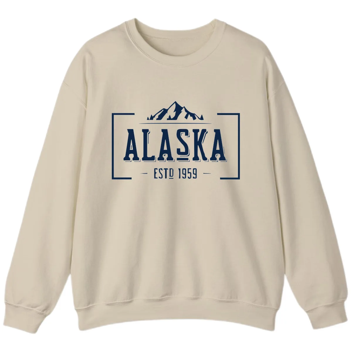 Alaska Mountain Vintage Badge Sweatshirt in Sand