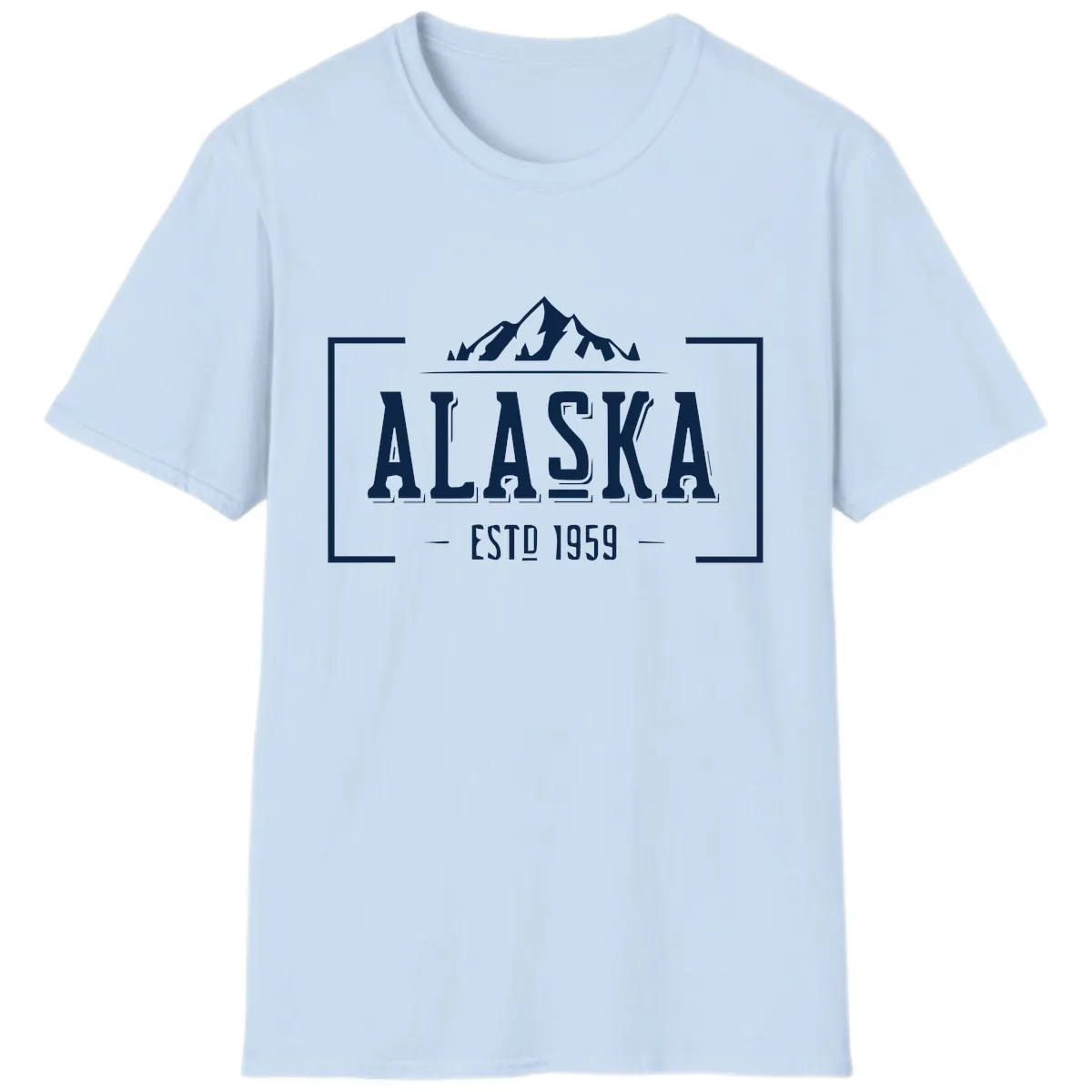 Alaska Mountain Vintage Badge T-Shirt in Light Blue