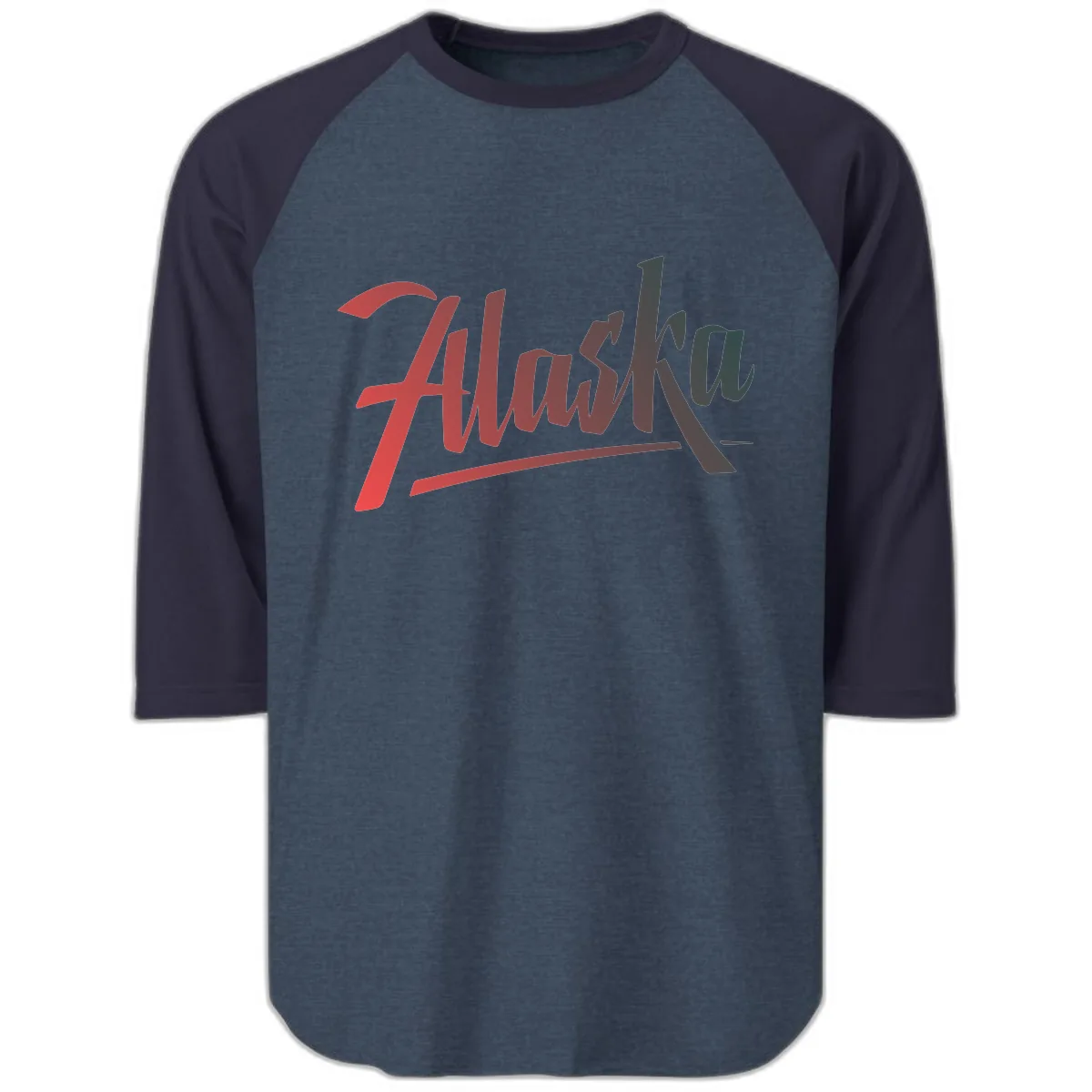 Alaska Cruise Upward Trend Raglan 3/4 in Heather Denim Navy