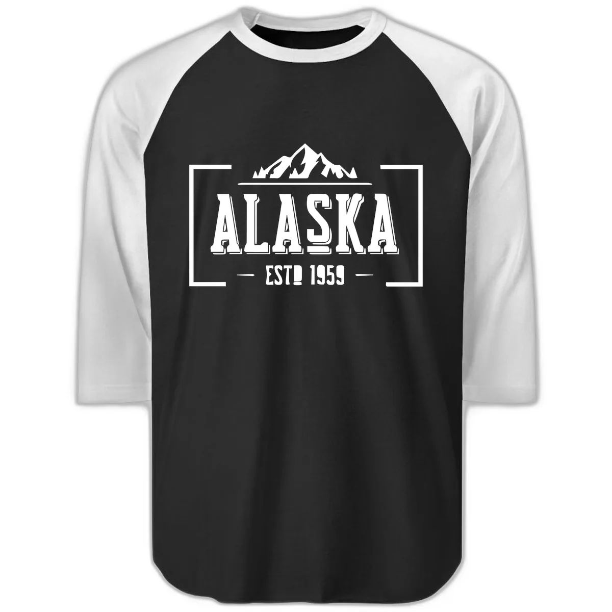 Alaska Cruise Design Awaiting Image Raglan 3/4 in Black White