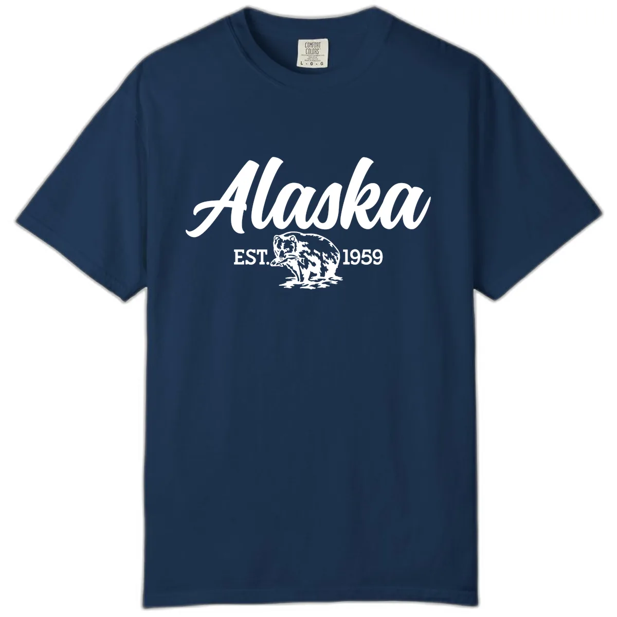 Alaskan Bear Established 1959 Comfort Color in Navy