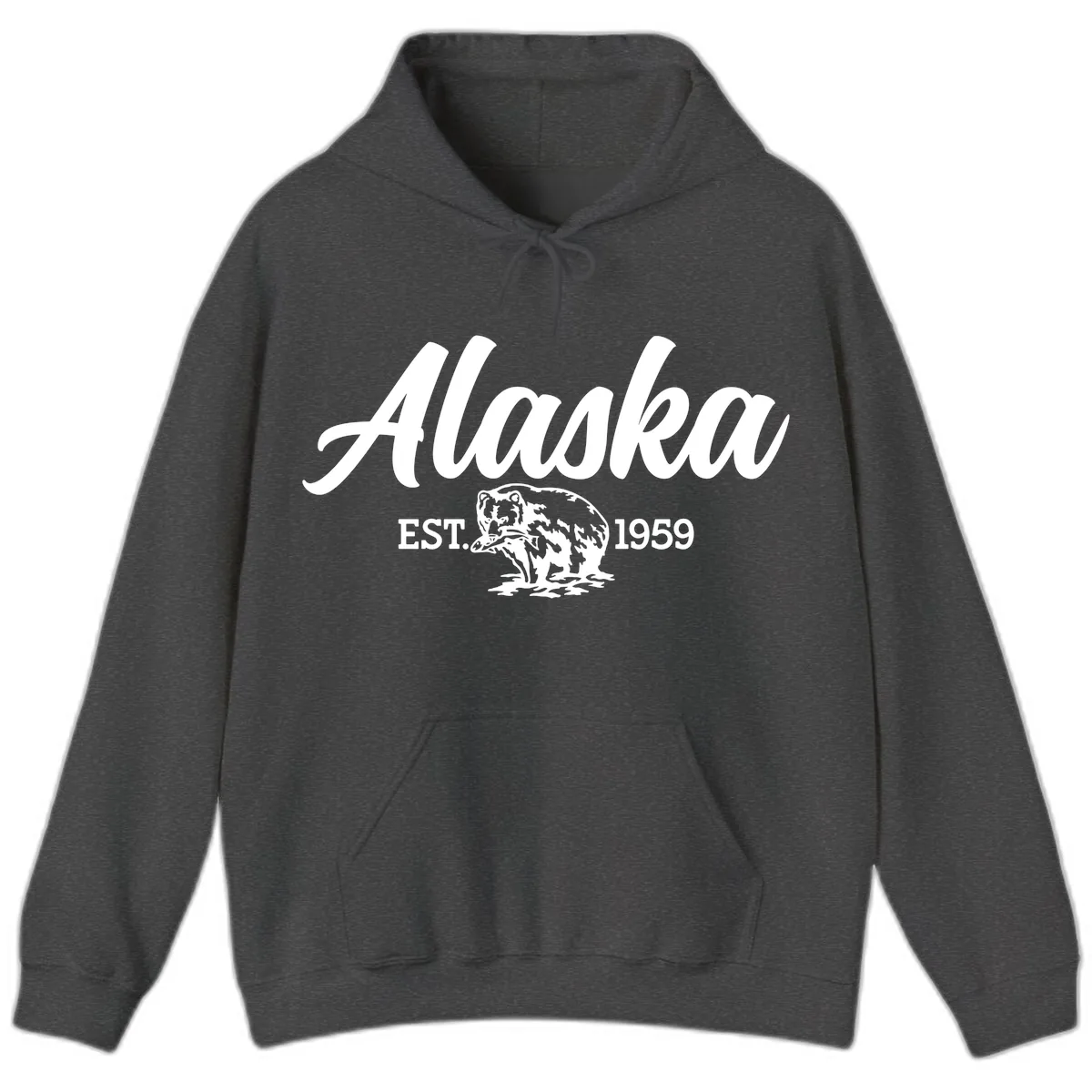 Alaskan Bear Established 1959 Hoodie in Dark Heather