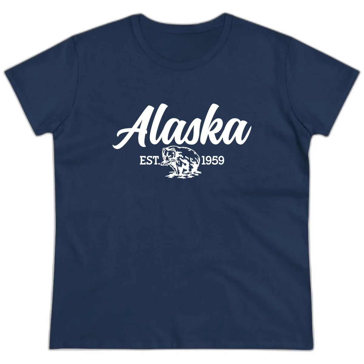 Alaskan Bear Established 1959 Ladies Tee in Navy