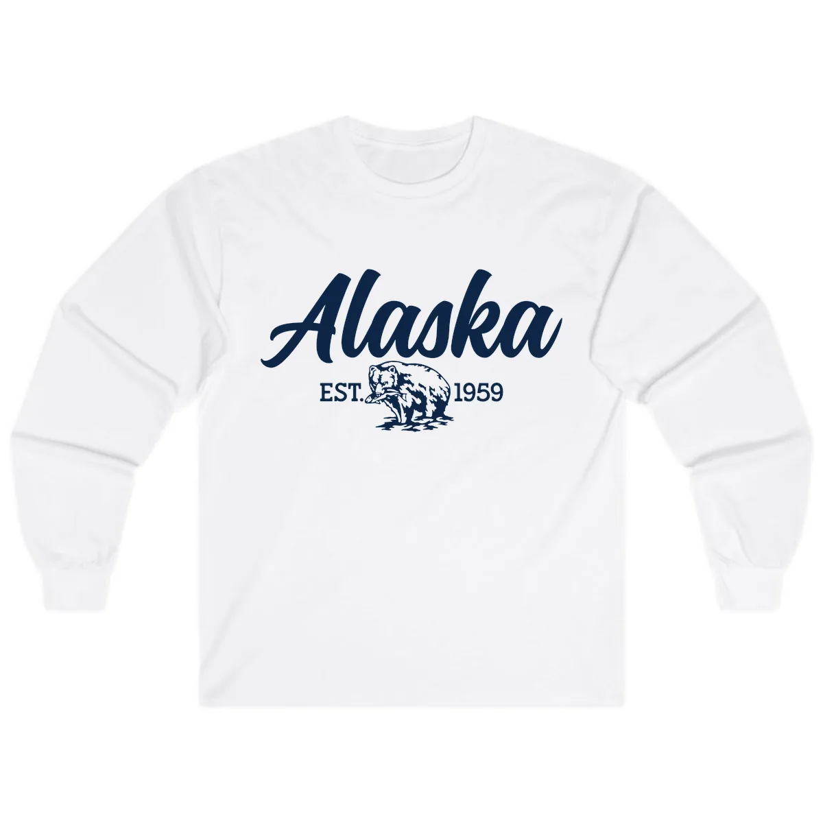 Alaskan Bear Established 1959 Long Sleeve in White