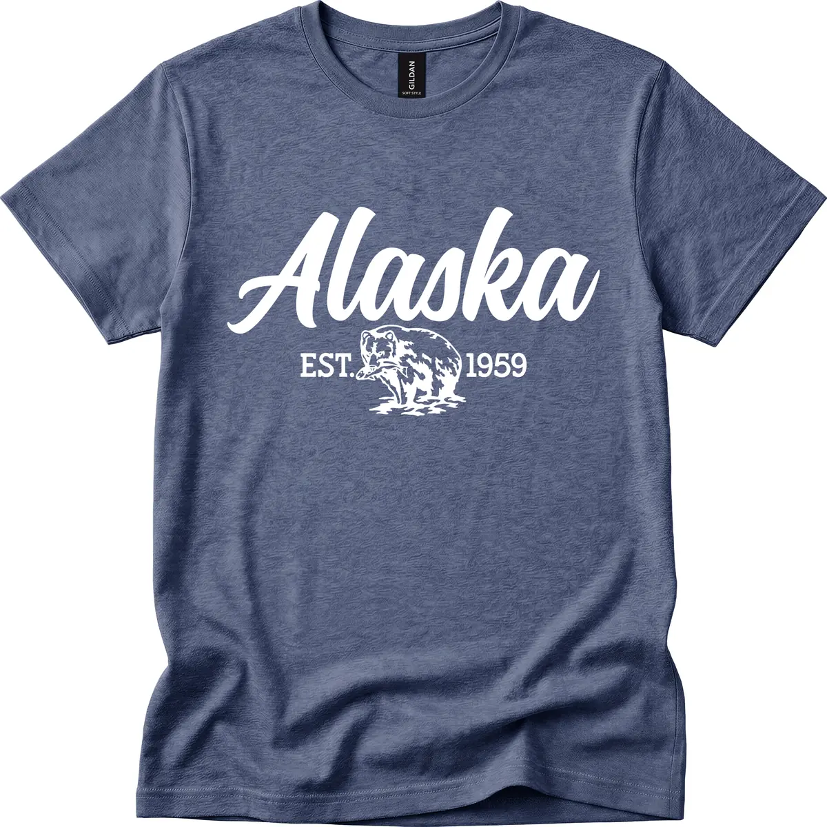 Alaskan Bear Established 1959 T-Shirt in Heather Navy