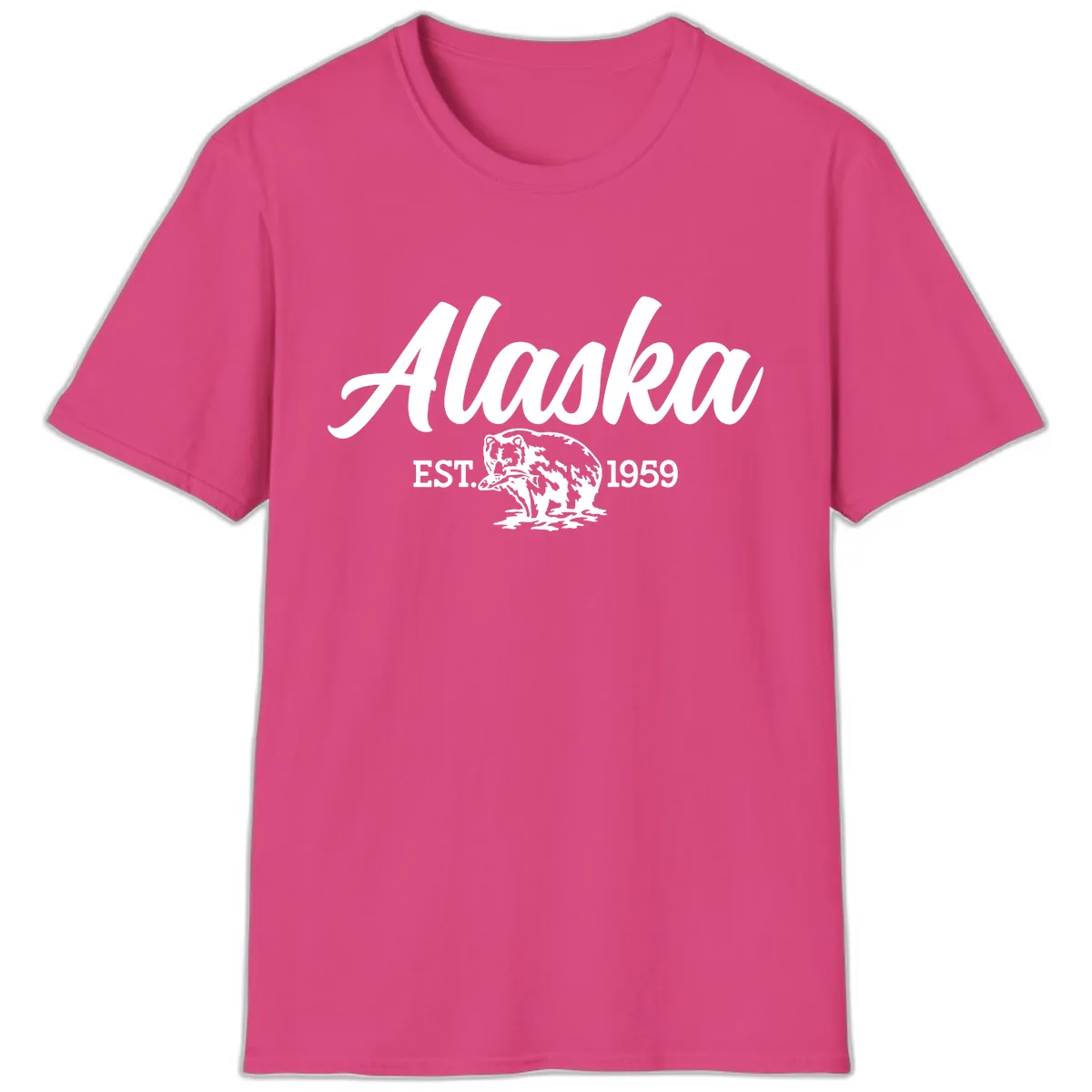 Alaskan Bear Established 1959 T-Shirt in Heliconia