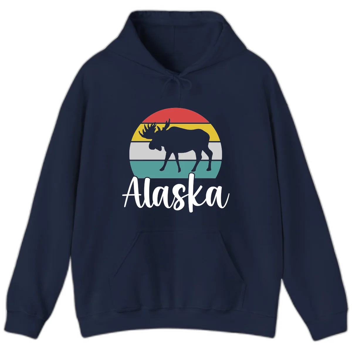 Moose Mountain Stripes Alaska Hoodie in Navy