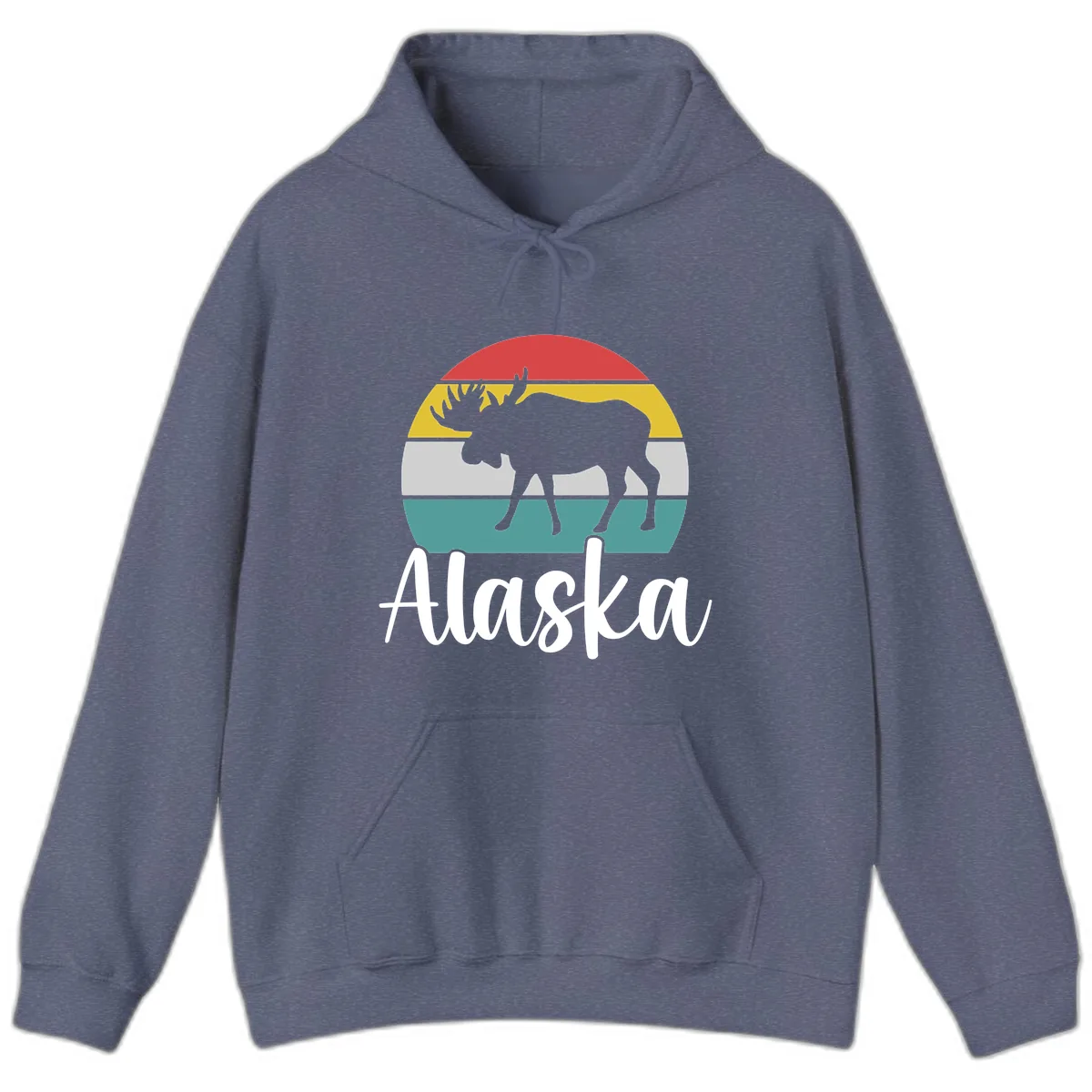 Moose Mountain Stripes Alaska Hoodie in Heather Navy