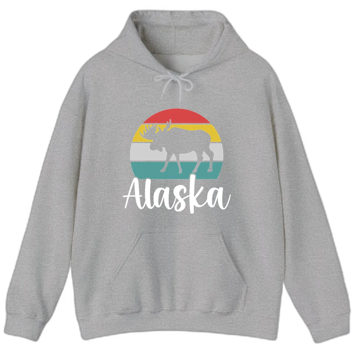 Moose Mountain Stripes Alaska Hoodie in Sport Grey