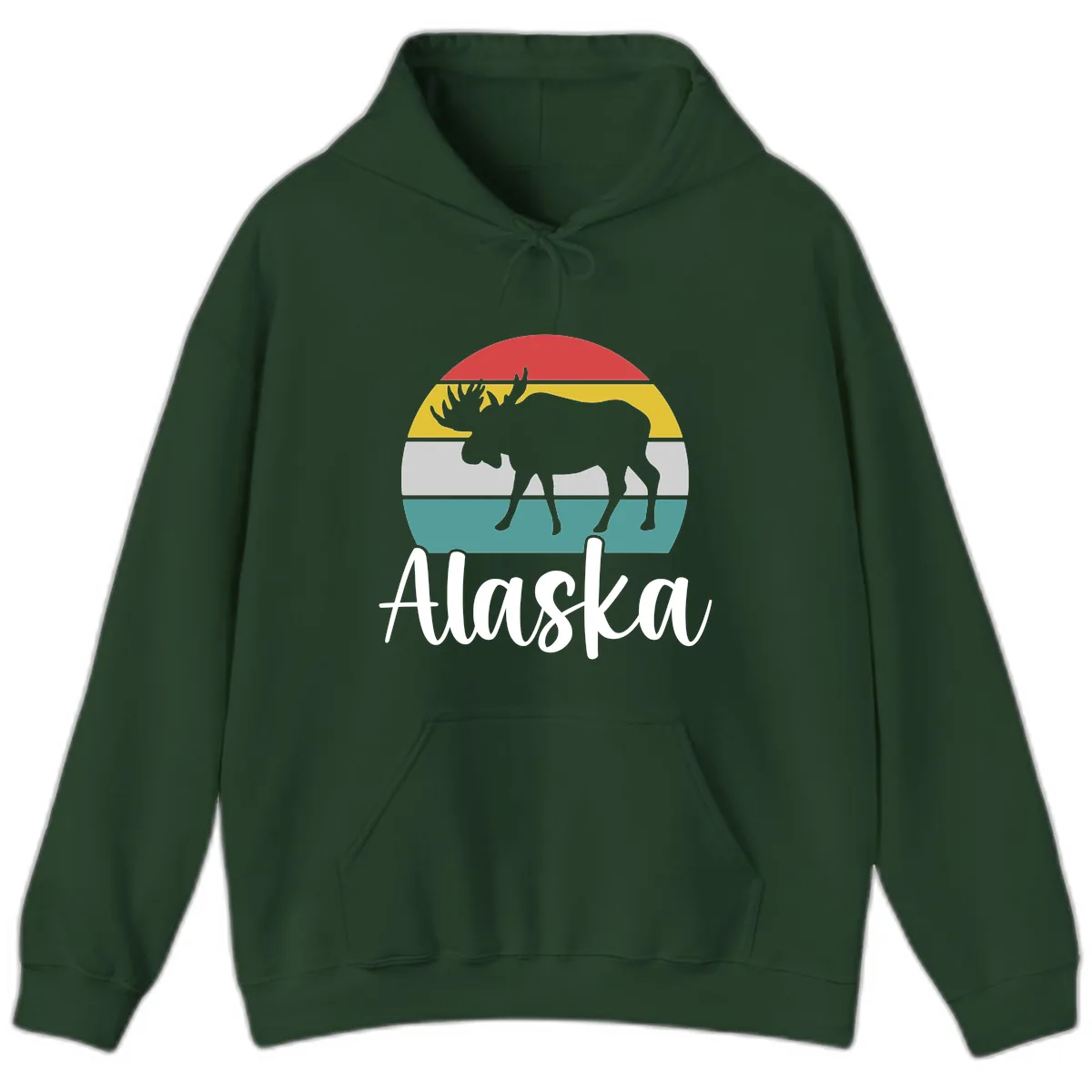 Moose Mountain Stripes Alaska Hoodie in Forest Green