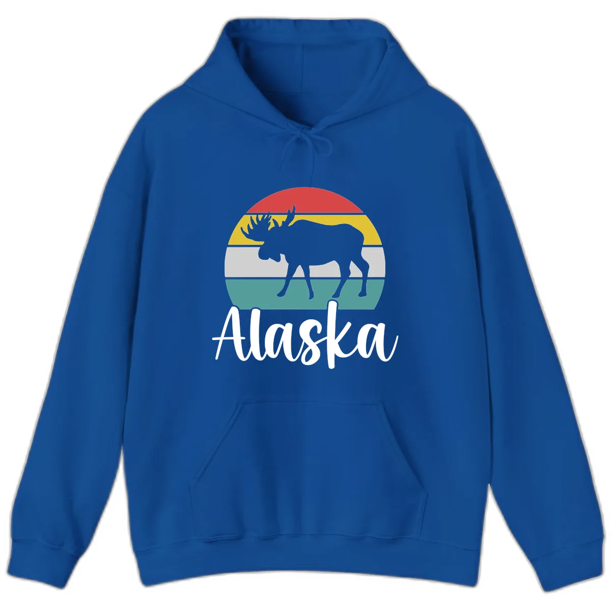 Moose Mountain Stripes Alaska Hoodie in Royal