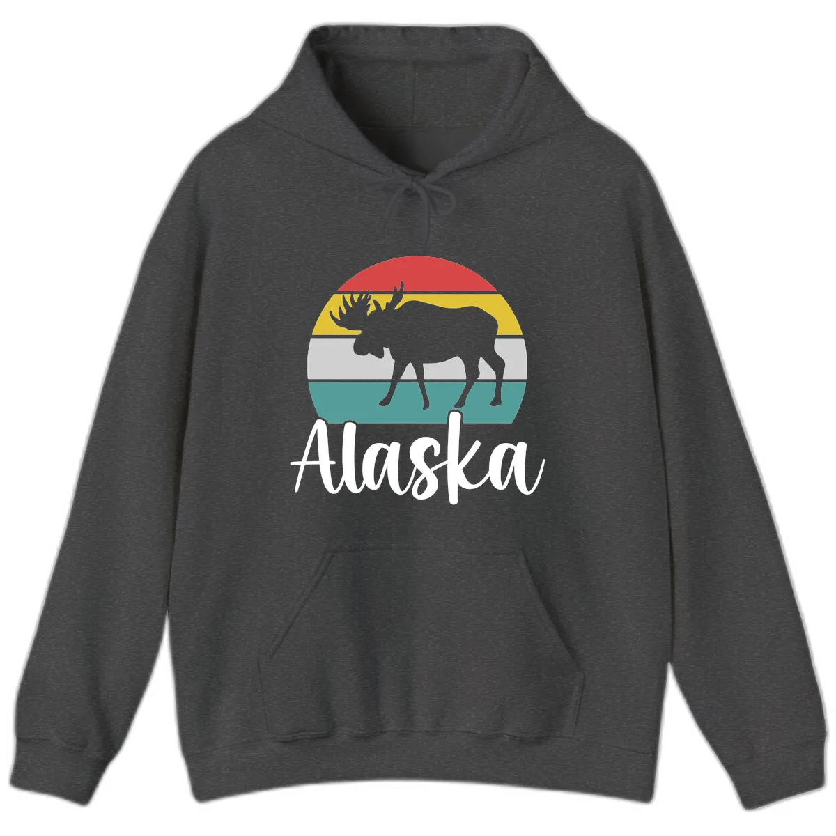 Moose Mountain Stripes Alaska Hoodie in Dark Heather