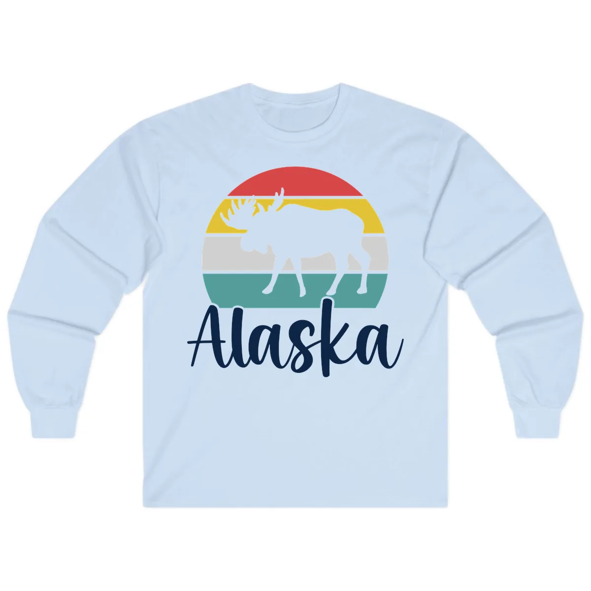 Moose Mountain Stripes Alaska Long Sleeve in Light Blue