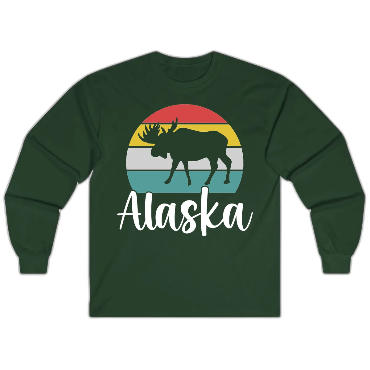 Moose Mountain Stripes Alaska Long Sleeve in Forest Green