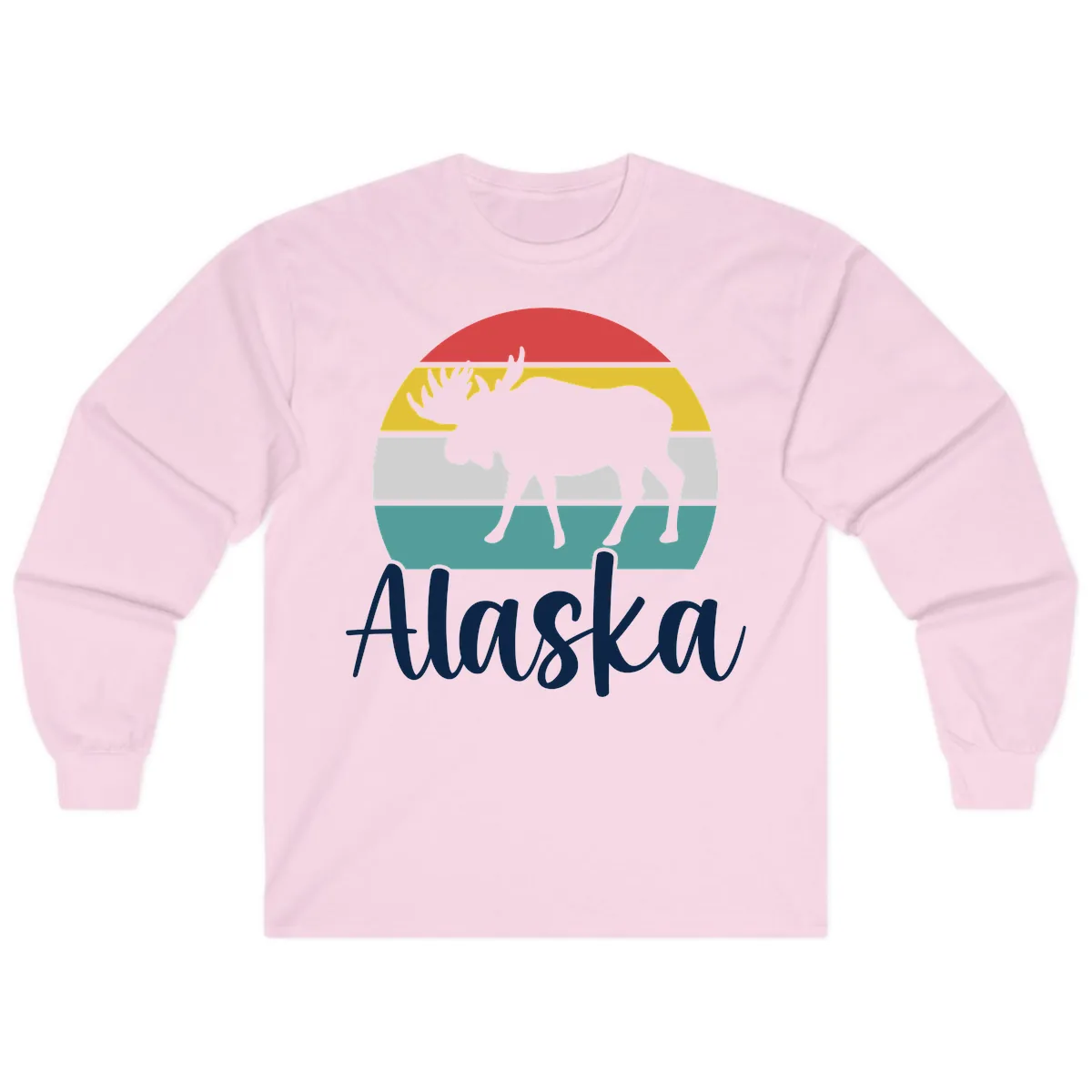 Moose Mountain Stripes Alaska Long Sleeve in Light Pink
