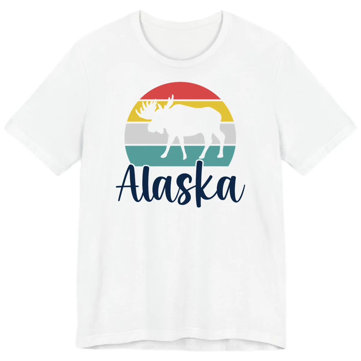Moose Mountain Stripes Alaska Premium T-Shirt in White