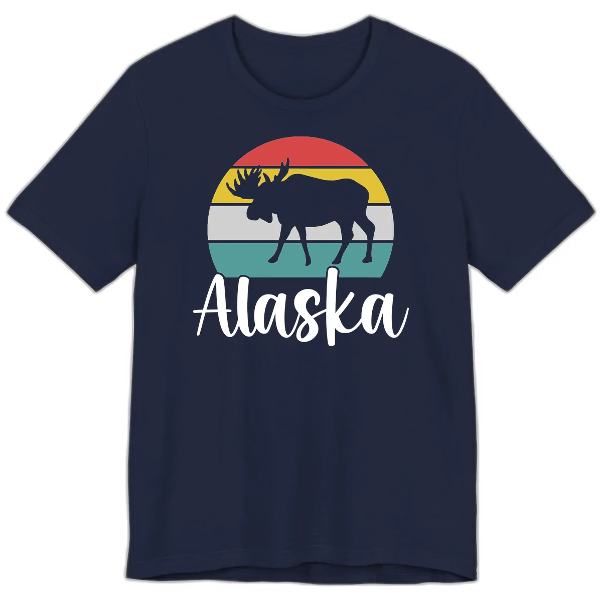 Moose Mountain Stripes Alaska Premium T-Shirt in Navy