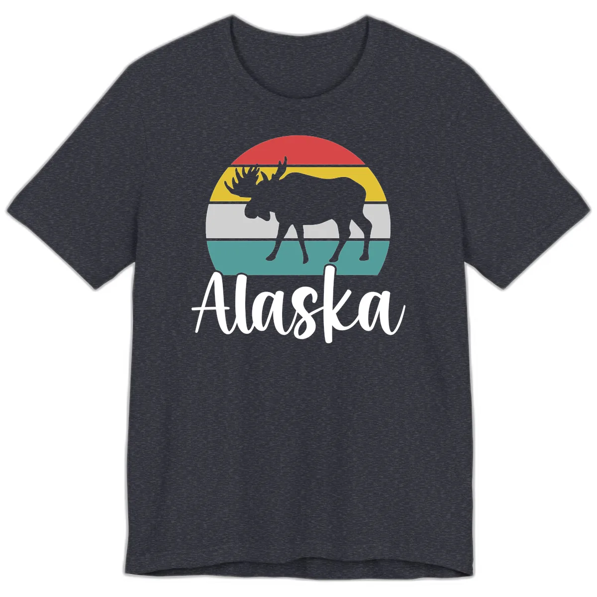Moose Mountain Stripes Alaska Premium T-Shirt in Heather Navy