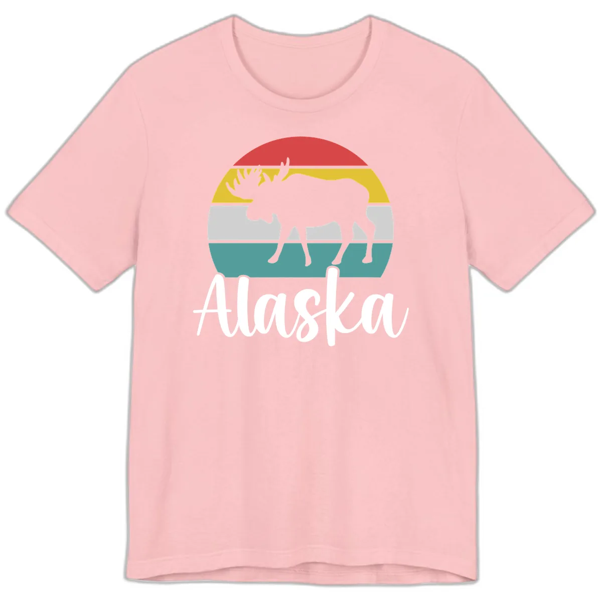 Moose Mountain Stripes Alaska Premium T-Shirt in Pink