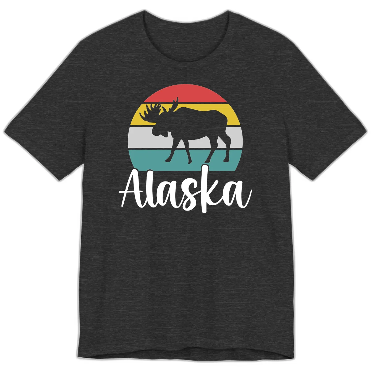 Moose Mountain Stripes Alaska Premium T-Shirt in Dark Grey Heather