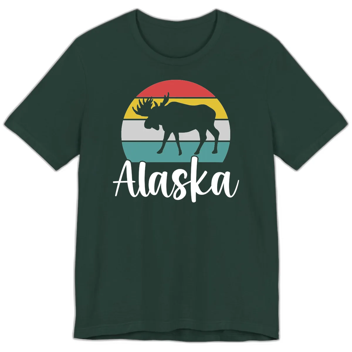 Moose Mountain Stripes Alaska Premium T-Shirt in Forest