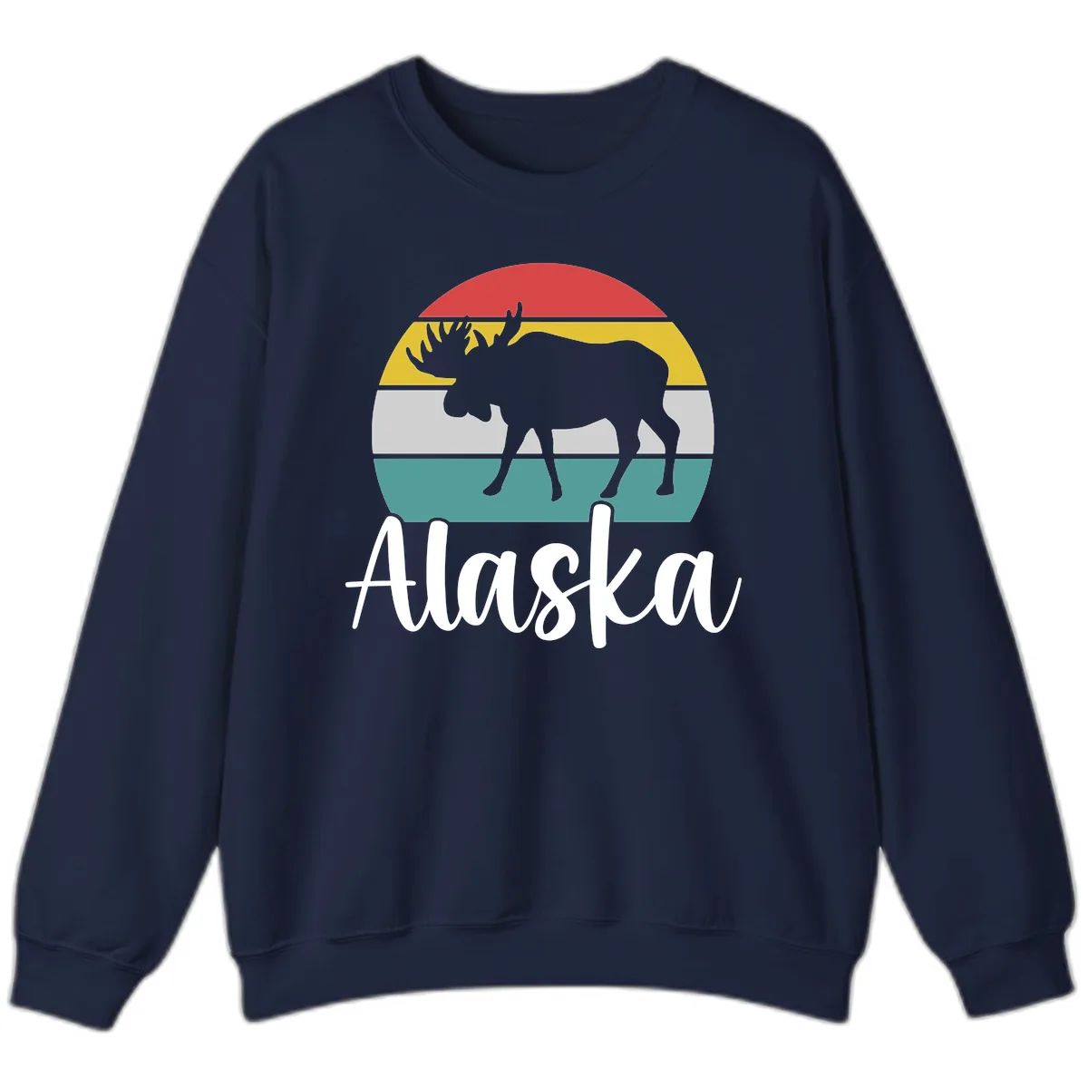 Moose Mountain Stripes Alaska Sweatshirt in Navy