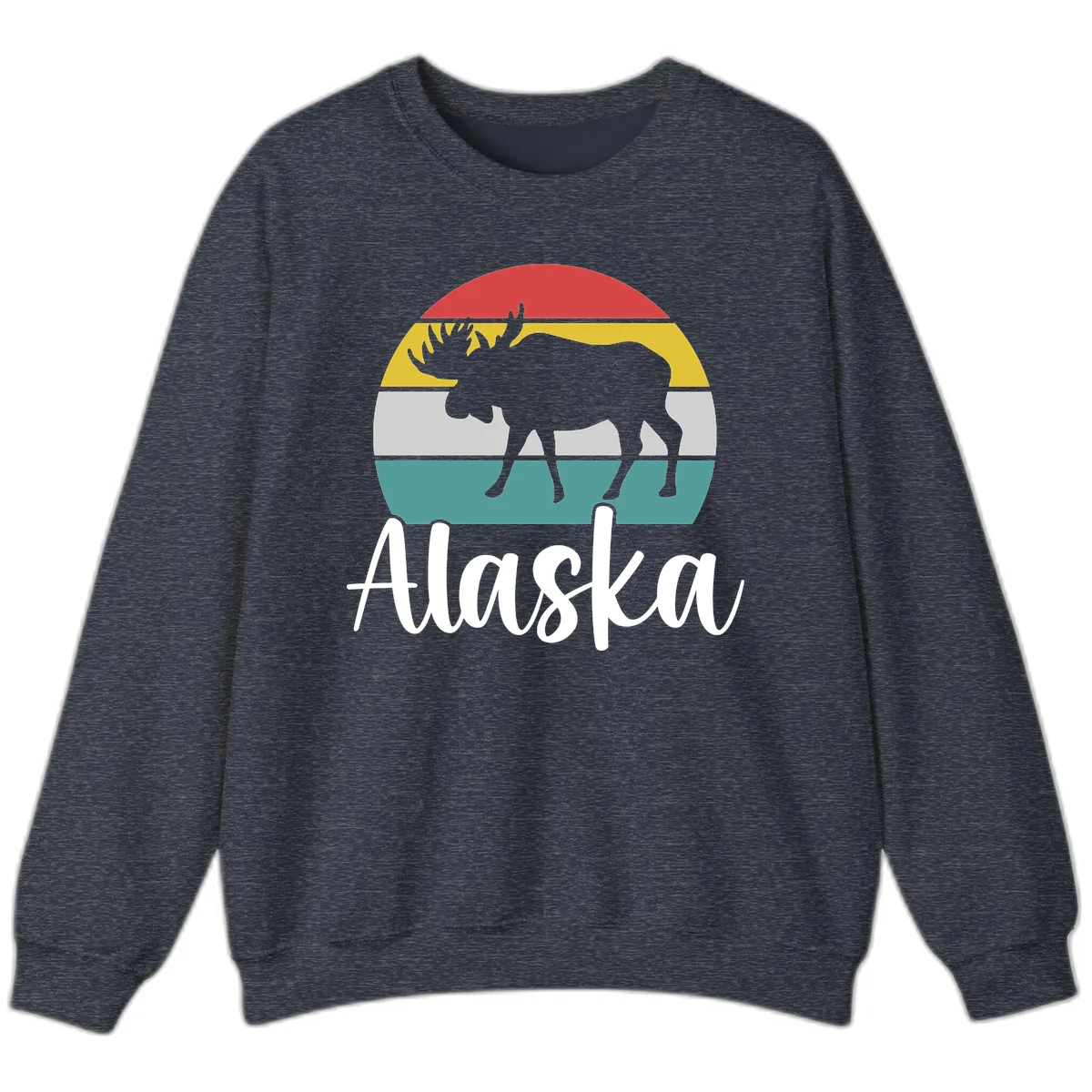 Moose Mountain Stripes Alaska Sweatshirt in Heather Sport Dark Navy
