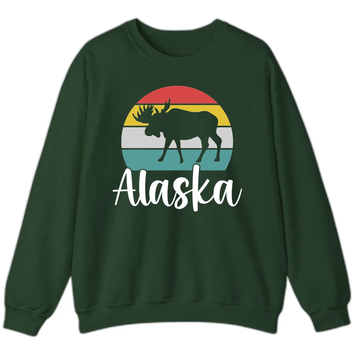 Moose Mountain Stripes Alaska Sweatshirt in Forest Green