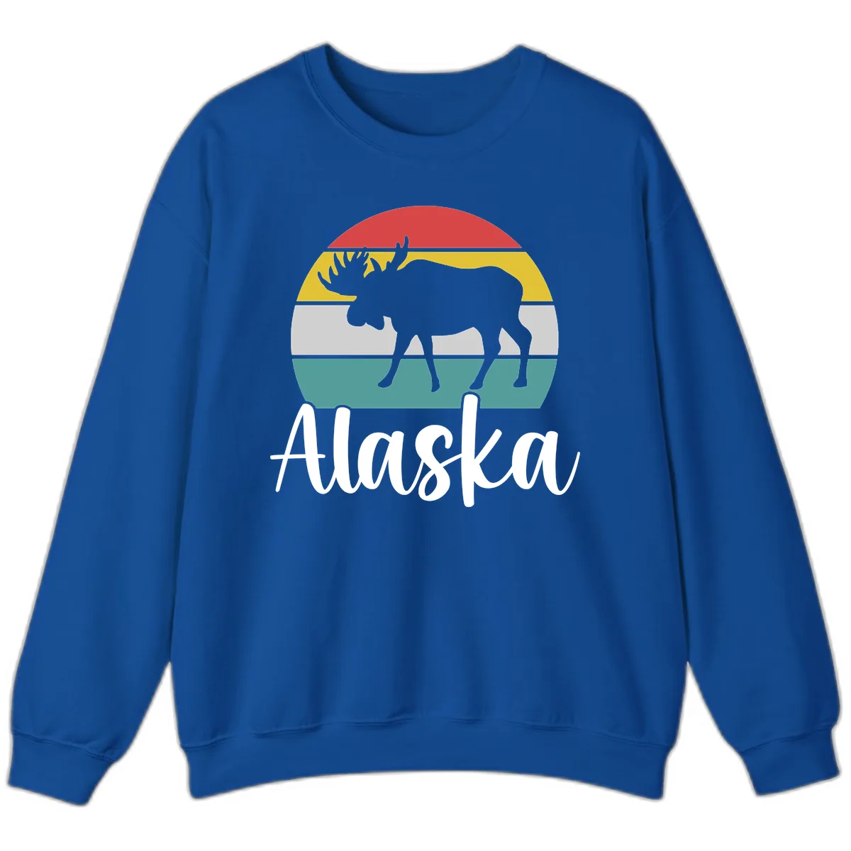 Moose Mountain Stripes Alaska Sweatshirt in Royal